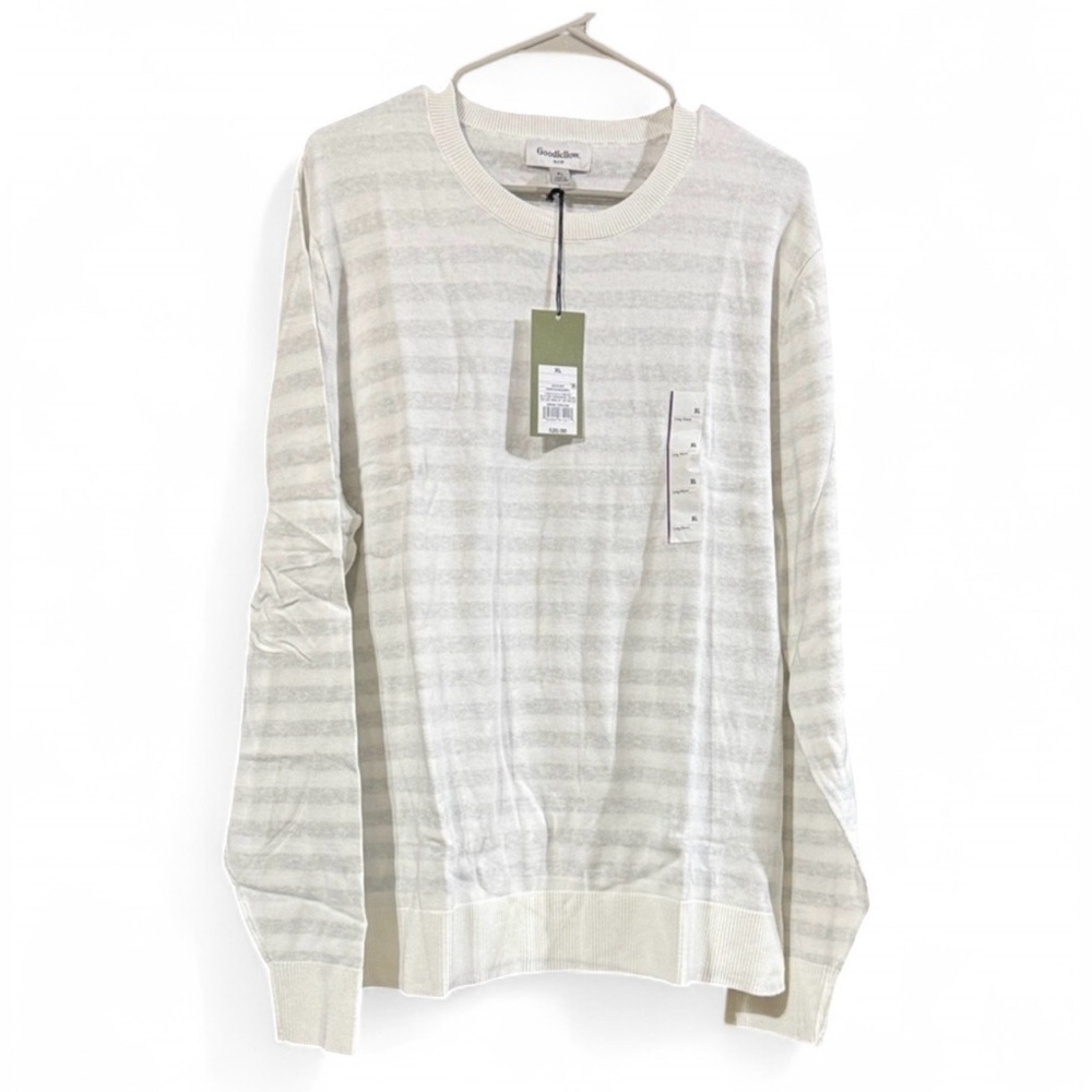 Size XL Goodfellow & Co Men's Cream Striped Sweatshirt
